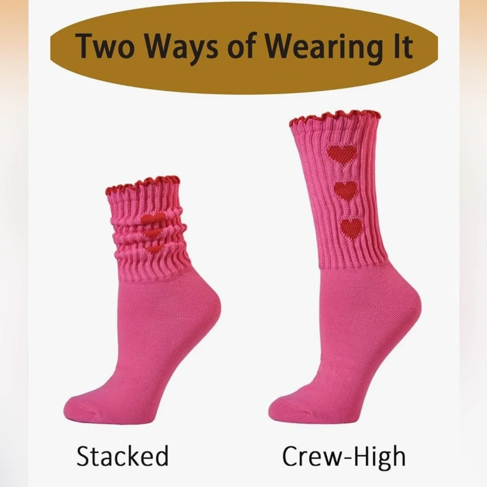 🆕 Slouchy Socks for Women Cotton Boots Scrunch Slouch Crew Socks 3 pairs
